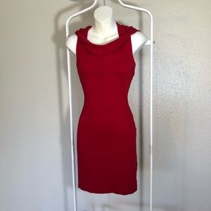 Calvin Klein Womens Red Dress Sz 4 Cowl Neckline